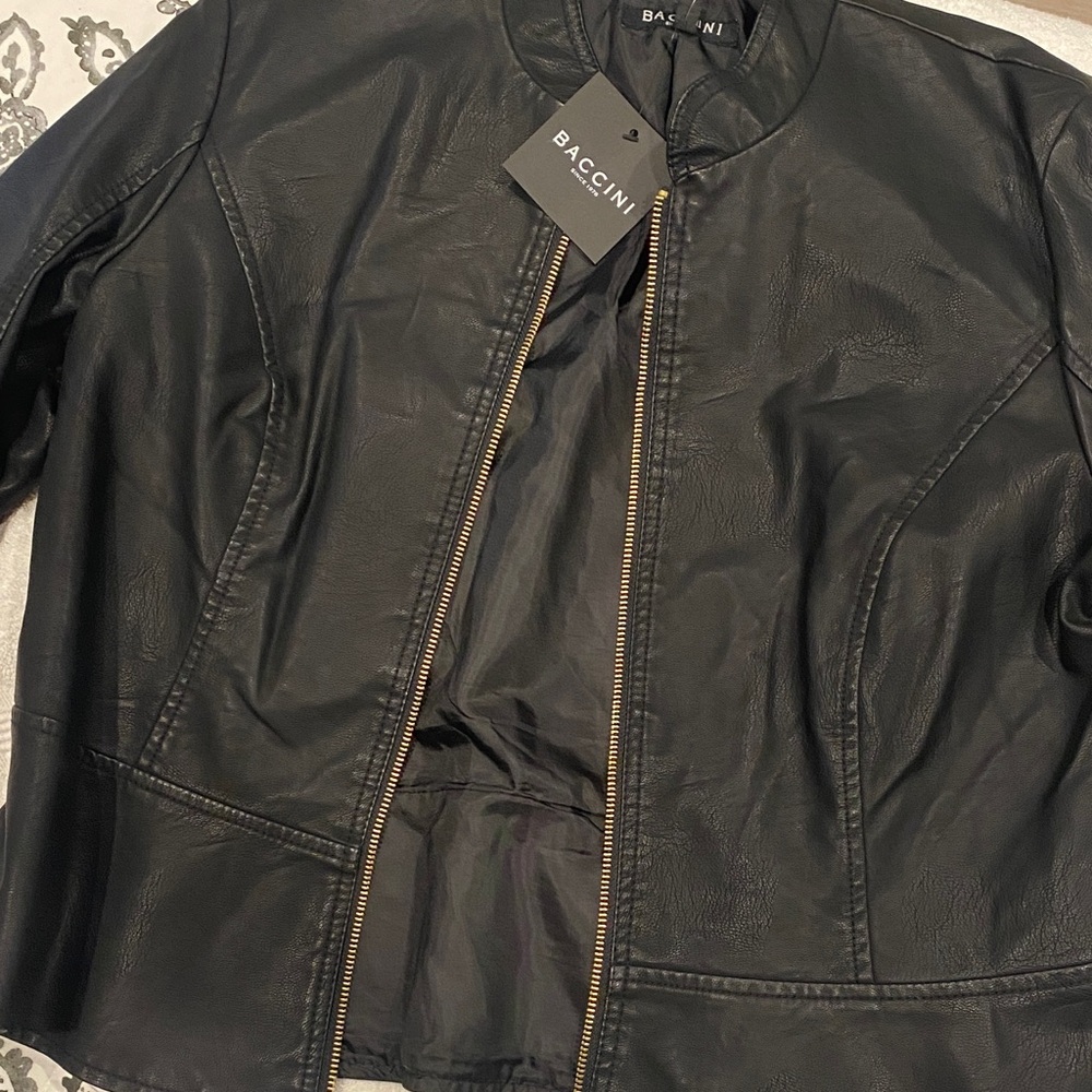 Baccini Women's Classic Black Leather Jacket